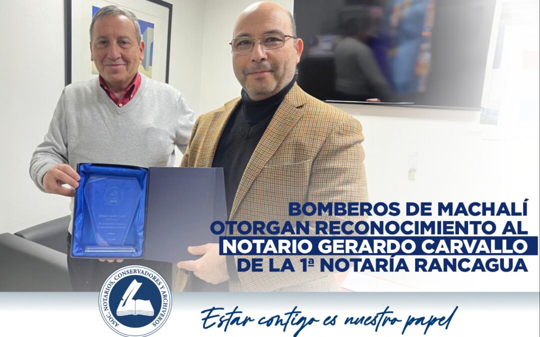 Bomberos de Machalí reconoce el compromiso del notario Gerardo Carvallo y su equipo