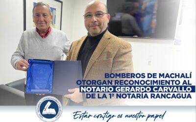 Bomberos de Machalí reconoce el compromiso del notario Gerardo Carvallo y su equipo